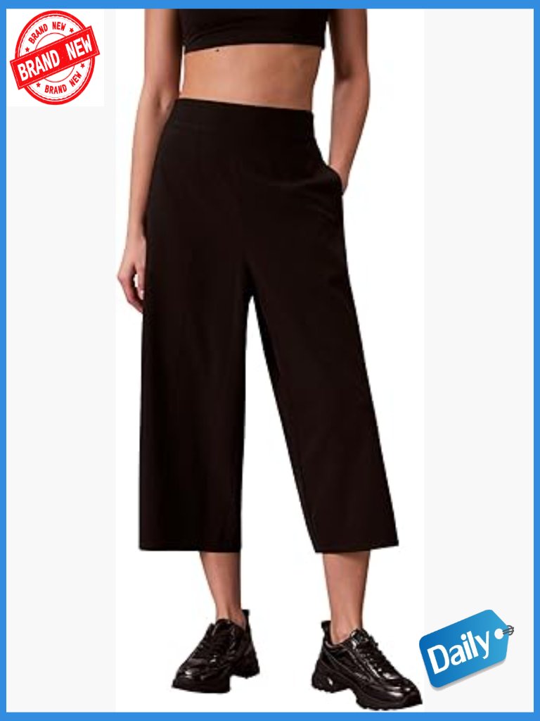 Wide Leg Capri Pants With Moisture Wicking Quick-Dry Stretch